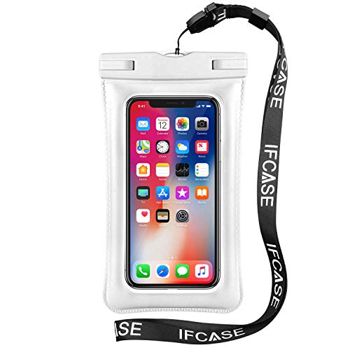 Universal Waterproof Case, IFCASE IP68 Floating TPU Phone Dry Bag Pouch for iPhone Xs Max/XS/XR/X, iPhone 7/8 Plus, Samsung Galaxy S8+/S9+, Note 9/8, LG V40/V35/G7 ThinQ (White)