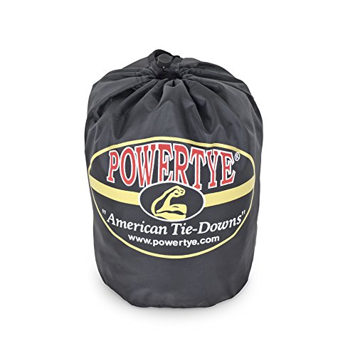 PowerTye 1½" x 6½ft Heavy-Duty Ratchet Tie-Downs, Made in USA with Soft-Tye and Carabiner Hooks + Storage Bag, Orange/Black (pair)