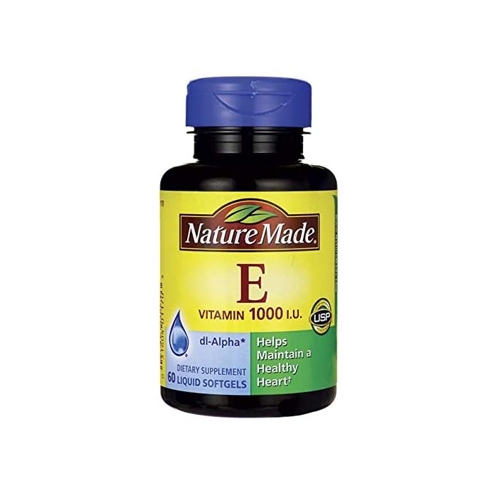 Nature Made Vitamin E 450 mg (1000 IU) dl-Alpha Softgels, 60 Count for Antioxidant Support