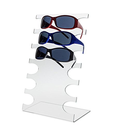 Source One Deluxe Tier Clear Acrylic Sunglasses Eyeglasses Display Stand Holder (1 Pack, 6 Tier)
