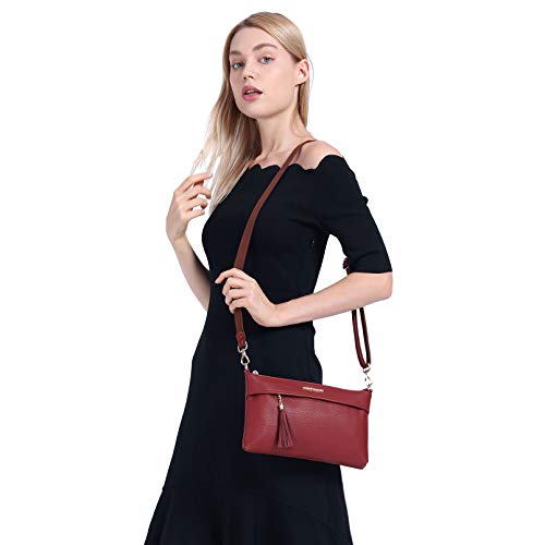 Small Crossbody Purses for Women Vegan Leather Lightweight Crossbody Purse Stylish Shoulder Bags with Wallet (Red)