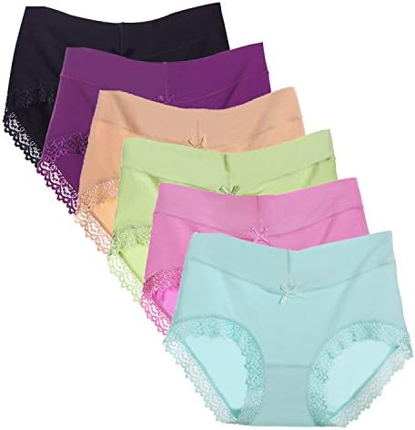 Tonbobo Women's Sexy Soft Modal Stretch Comfortable Lace Panties (Pack of 6) L