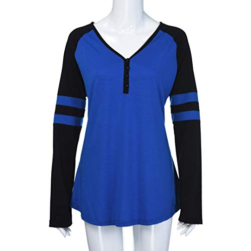 Clearance Sale Orangeskycn Women Pullover Stripe Patchwork Plus Size V Neck Tops - Thumbnail 4