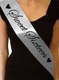 Sweet Sixteen 16th Sash- gift present birthday party decorations- SB1002 - Silver