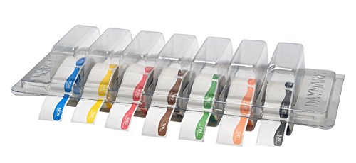DayMark Day of the Week 1" x 1.5" Rectangle Dissolvable Labels, Monday-Sunday, Label Dispenser Included (1,750 labels)
