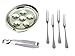 Mengbaobao Escargot Dining Set 6 Compartment Holes Snail Plate Tong 4 Forks Stainless Steel