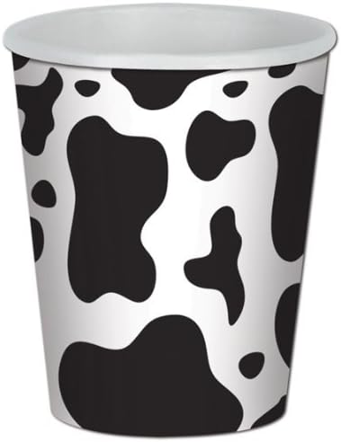 Cow Print Paper Cups - Pack of 8 - Wild West Party Tableware