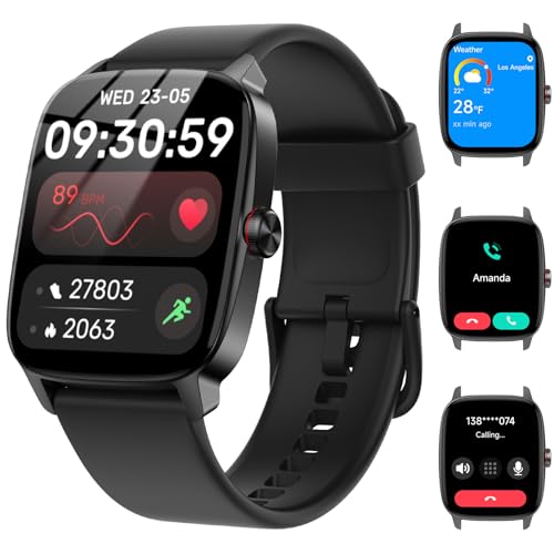 Reloj Inteligente Mujer Hombre con Llamadas Bluetooth y Voz AI, 1.85'' Smartwatch con Whatsapp Notificación, Pulsómetro/SpO2/Sueño/Podómetro, 110+ Modos Deportivos, Impermeable IP68 para iOS/Android