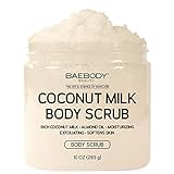 Baebody Coconut Milk Body Scrub: With Dead Sea Salt, Almond Oil, and Vitamin E. Natural Exfoliator, Moisturizer Promoting Radiant Skin 12(oz)