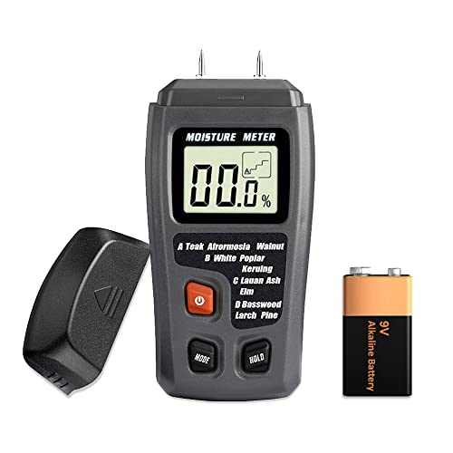 Mengshen Digital Wood Moisture Meter, Pin-Type Firewood Humidity Water Leak Detector Tester LCD Display for Logs Concrete Plaster Wall Brick Paper Floor (Battery Included)