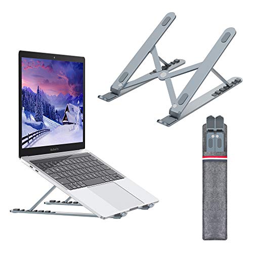 Nulaxy Laptop Stand, Portable Computer Laptop Holder, Aluminum Laptop Riser with 6 Levels Height Adjustment, Fully Collapsible, Supports up to 44lbs, Fits up to 17.3 Laptop – Space Grey