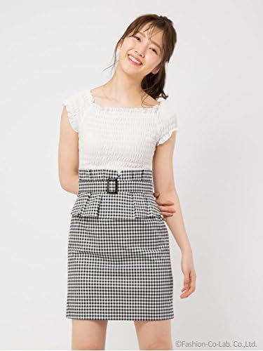 Amazon セシルマクビー Cecil Mcbee ギンガムチェックオフショルドッキングワンピース オフホワイト M ワンピース チュニック 通販