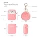 for Airpods Case Keychain, BLUEWIND AirPod Protective Charging Case Cover, Portable Earpods Air Pods Carrying Cases with Strap, Keychain, Soft Fluffy Ball, Compatible with Apple AirPods 1&2 (Pink)