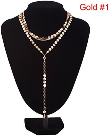 DARLING HER Sexy Multilayer Sequins Rhinestone Tassel Pendants Chain Necklace Choker Women Jewelry Gold Color