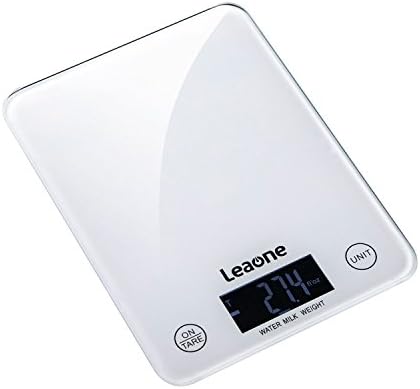 Leaone Digital Multifunction Food Kitchen Scale with LCD Display and Easy to Clean Surface, 15.4lb 7kg White ( Batteries Included)