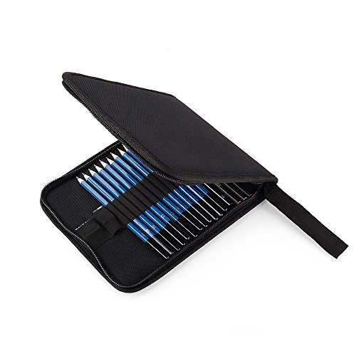 12 Set Graphite Pencils 5H, 4H, 3H, 2H, HB, B, 2B, 3B, 4B, 5B, 6B, 8B Graphite Pencils, Graphite Pencils Set with Pastel Pencils, Paper Erasable Pen, Zippered Carry Case - Thumbnail 7