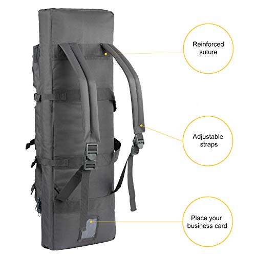 XWLSPORT AK47/AR16 Tactical Rifle Case Double Carbine Bag Outdoor Molle Deluxe Double Rifle Gun Bag Padded Long Gun Case & Rifle Storage Backpack(2 Sizes and 6 Colors to chooese from) (Grey, 42inch)