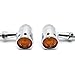 DLLL 2pcs Amber Universal Motorcycle Lens Retro LED Turn Signal Bulb Blinkers Light Indicator Side Marker for Harley Davidson Suzuki Honda Kawasaki Yamaha BMW Scooter Vesp Moped Metric (Chrome)