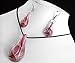 skyllc® Set of Water Drop Shape Spiral Murano Lampwork Glass Bead Pendant Necklace Earrings Purple