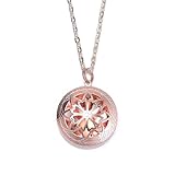 ZX Jewelry Rose Red Aromatherapy Essential Oil Diffuser Locket Pendant Necklace for Women Men