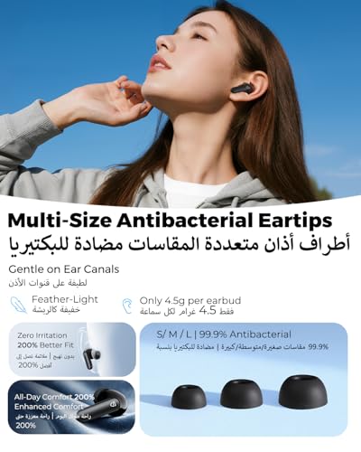 SoundPEATS Q3 Pro Bluetooth Earphones with 38dB ANC, 13mm Drivers with Powerful Bass Wireless Earbuds, BT 6.0 Earbuds Noise Cancellation, 42H, 4 Mics AI ENC Call, IP55, Fast Charge, App Customize EQ