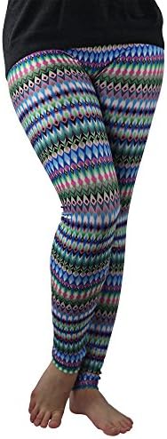 Puka Pants One Size Printed Stretch Leggings for Women - High Quality (Blue Diamond)