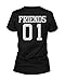 365 Printing Best 01 Friend 01 Matching Best Friends T-Shirts BFF Tees for Two Girls Friends (Left- Medium/Right- Medium) Black