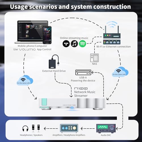 SMSL N100 Hi Res Streaming Player|USB 3.0/2.0×3+LAN/WiFi Multi Interface|MQA Decoding|Supports Tidal/QOBUZ/AirPlay/DLNA/ROON|Can be Directly Connected to CD Drive/Hard Drive