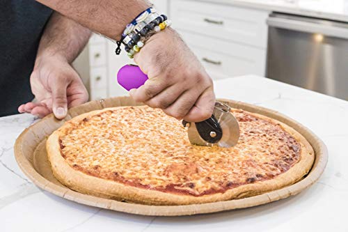 KITCHEN DETAILS 2Pk Premium Stainless Steel Easy to Clean Pizza Cutter Wheel Slicer w BPA Free Silicone Handle & a Traditional Premium Stainless Steel Pizza Cutter Wheel Slicer w Long Handle (Pink) - Thumbnail 4