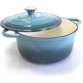 Maldira Enameled Cast Iron Dutch Oven, Non Stick Casserole Pot with Lid (Peacock Blue, 4.5 Quarts)