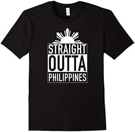 Men's Straight Outta Philippines Filipino T Shirt Pinoy Rising Sun XL Black
