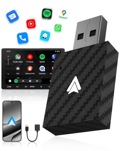WityEye Adattatore Android Auto Wireless, Dual Core Wi-Fi a 5.8 GHz, Bluetooth V5.3, Rapida & Stabile, Plug & Play, per Smartphone con Android 11+ & Veicoli con Funzione AA Cablata (dal 2016)