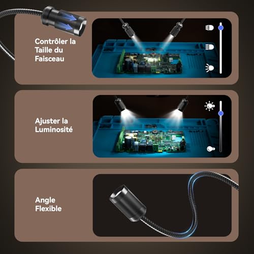 TOMLOV TM4K-AF Flex 4K HDMI Autofocus Digital Microscope 8" IPS Screen with Flexible Arm, Professional 2000X Magnifier for Parts and Soldering, Soldering Mat, Side Lights, 64GB Card