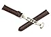 iStrap 20mm Genuine Leather Strap Replacement Watch Band W/ Rose Gold Steel Deployment Clasp Brown