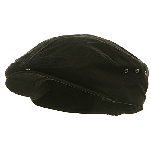 Washed Canvas Golfing Beret Ivy Ascot Cabbie Cap Black