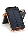 Solar Charger Teryei Solar Power Bank 15000mAh External Backup Outdoor Cell Phone Battery Charger with Dual USB Port,Dual LED Flashlights,Solar Panel for iPhone,Samsung (Orange)