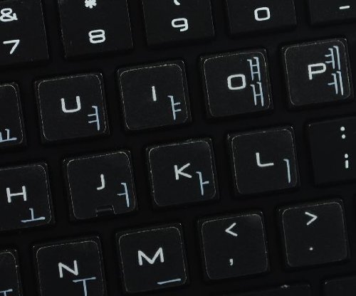 KOREAN APPLE KEYBOARD LABELS LAYOUT WITH BLUE, ORANGE, RED OR WHITE LETTERING ON TRANSPARENT BACKGROUND FOR DESKTOP, LAPTOP AND NOTEBOOK (White)