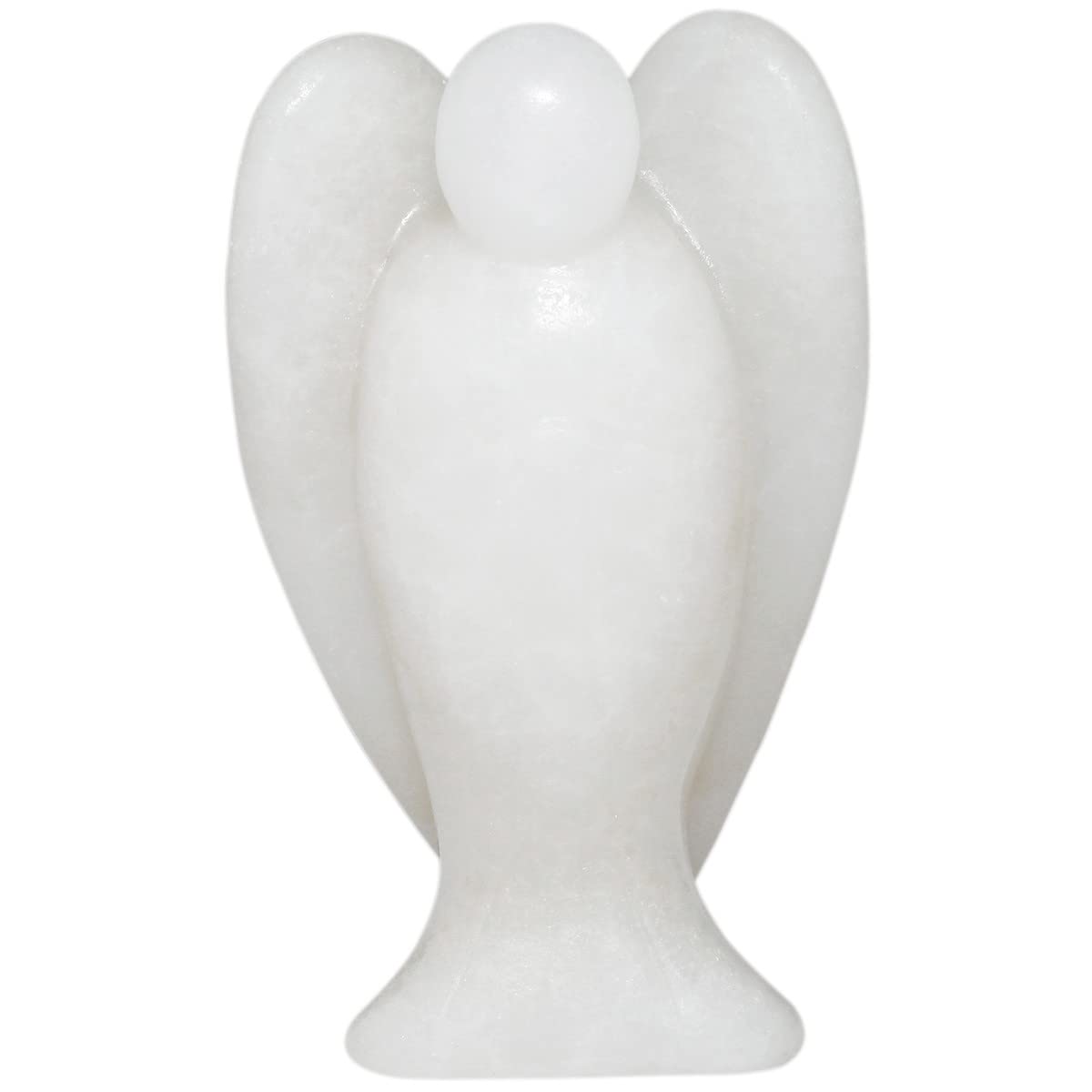 KYEYGWO White Jade Angel Gemstone Crystal Guardian Angel Statues, Pocket Peace Angel Lucky Charm Reiki Fengshui Desk Ornaments 2.75"