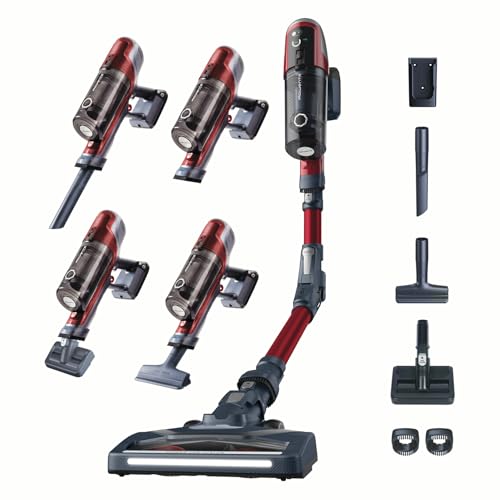 Rowenta X-Pert 6.60 Akku-Stielstaubsauger, Tier-Zubehör, LED-Display, Flex-Gelenk, 100W, herausnehmbarer Akku, alle Bodenarten, bis zu 45 Min. Laufzeit, Wandhalterung, Rot-Grau, RH6471