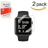 38mm Apple Watch Screen Protector for Series 1, 2 & 3, WANGCL Premium Anti-Scratch Tempered Glass Screen Protector [2PACK] [Only Covers The Flat Area]