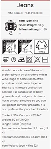 Yarnart Jeans Yarn, Amigurumi Cotton Yarn, Cotton Yarn Crocheting, Knitting Yarn, amigurumi Cotton Yarn, Turkish Yarn, 55% Cotton – 45% PAC (Poliacrylic) Color (53) Black