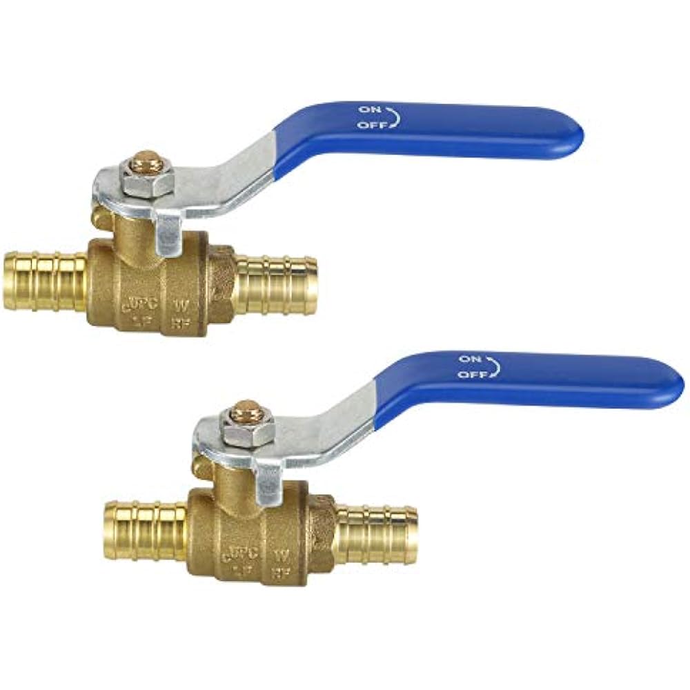 1/2 Pex Ball Valve Brass Shut Off Fitting Pack Water Barb Tubing Drain