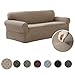 Maytex Pixel Ultra Soft Stretch Sofa Couch Furniture Cover Slipcover, Sand
