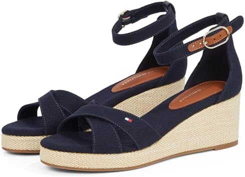 Donna Espadrillas Wedge Flag Criss-Cross Mid con Cinturino alla Caviglia, Blu (Space Blue), 40
