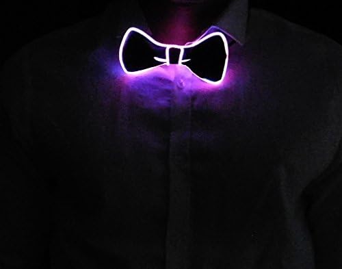 Purple Party LED Bows, Rave Bow, El Wire Bow Tie for Parties, Edm, Festivals, Neon Glow Ties - Turnneon