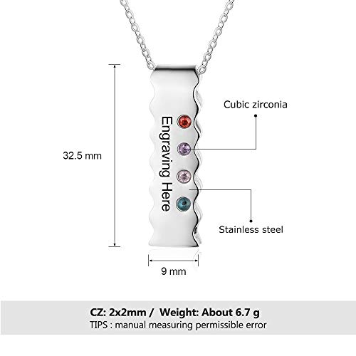 Personalized 4 Simulated Birthstone Bar Necklace for Grandma or Mom Custom Names Grandmother's Birthday Jewelry Gift - Thumbnail 2