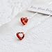 A&C Fashion Korean Version Red Rhinestones Heart Earrings for Women. Unique Handmade Earrings Jewelry for Girl. (Silver Color)