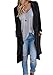 Poulax Women's Solid Knitted Open Front Long Trench Coat Cardigan, Size M=US 6-8, Black