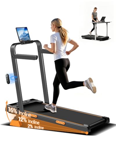 Folding Treadmill with 16% Incline, 3 in 1 Foldable Treadmill, Under Desk Walking Pad for Home Office, 10KM/H, 2.5HP Quiet Motor Portable Running Machine with Remote & LED Display, 136KG Capacity