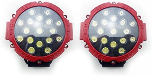 PACASK 2PCS LED Round Red Work Light Spot Lamp Driving Boat Jeep Lamp Roof Bar Bumper for SUV